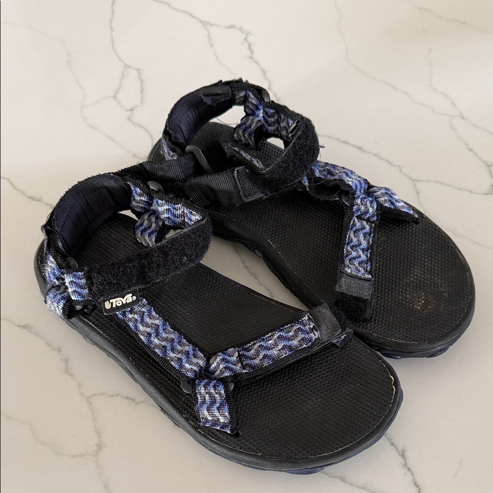 Teva Black Sandals with Blue Patterned Straps